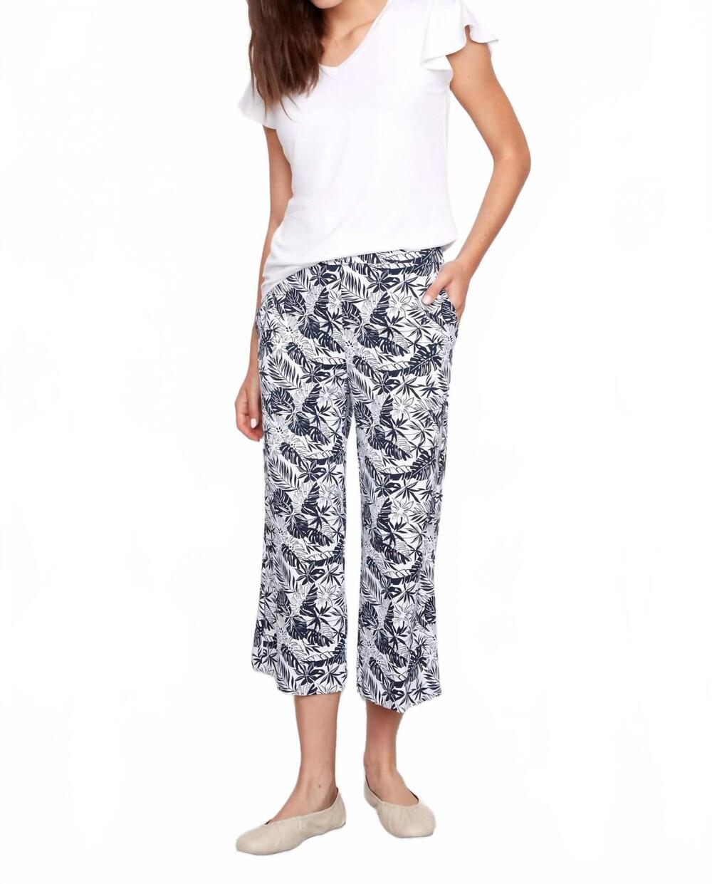 NEW UP! textured wide leg cropped pant in cabo